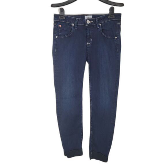 Hudson Dark Wash Cuffed Hem Cropped Skinny Jeans - Picture 1 of 4